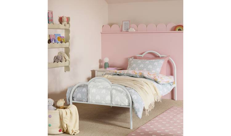 Argos Home Kids Cora Scalloped Metal Single Bed Frame -White