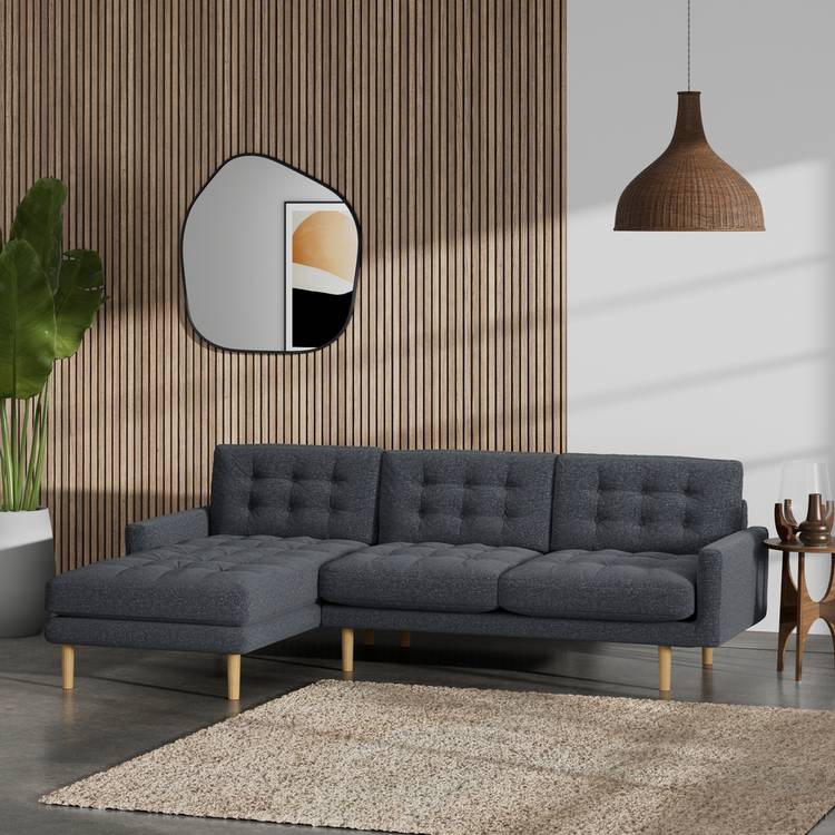 Habitat Fenner Left Hand Corner Sofa - Charcoal - Ash Leg 0