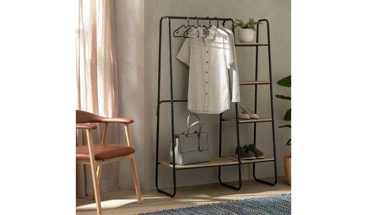 Argos Home Ryan Adjustable Clothes Rail with Shelves - Black