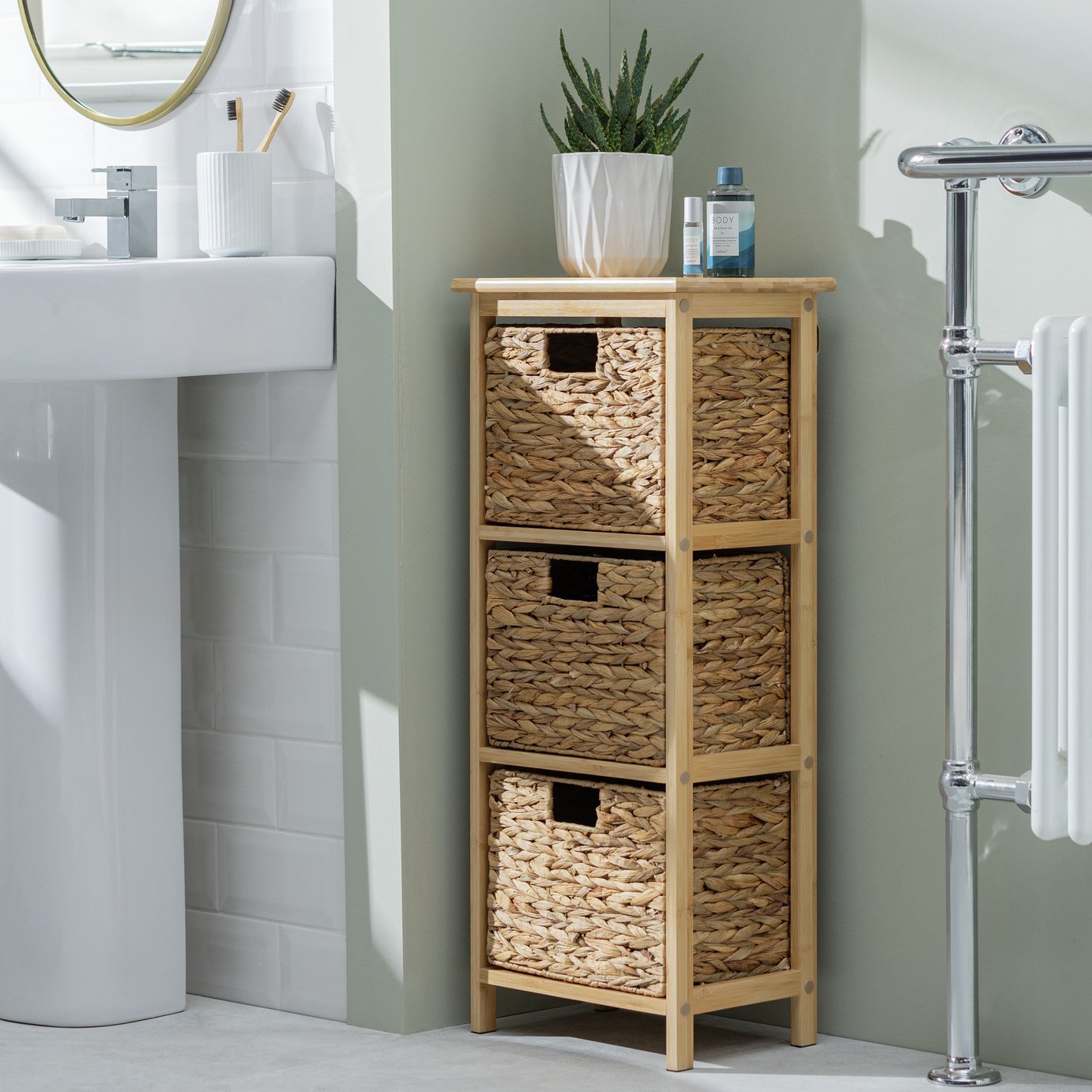 Bamboo 3 Drawer Bathroom Storage Unit