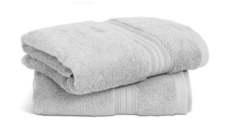 Habitat Egyptian Cotton 2 Pack Hand Towel - Silver