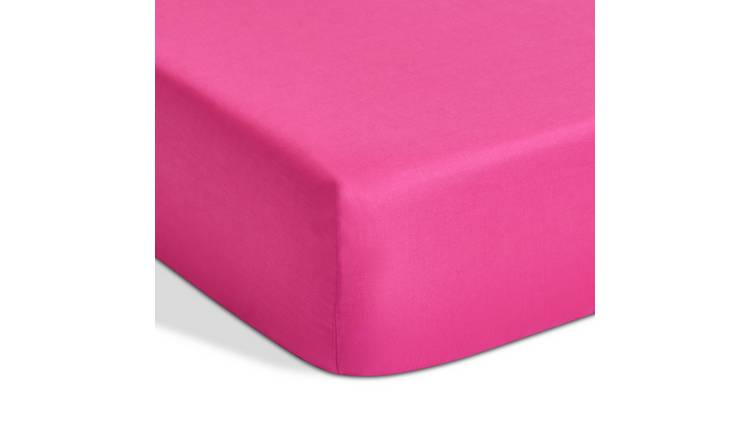 Habitat Extra Deep Plain Pink Fitted Sheet - Double