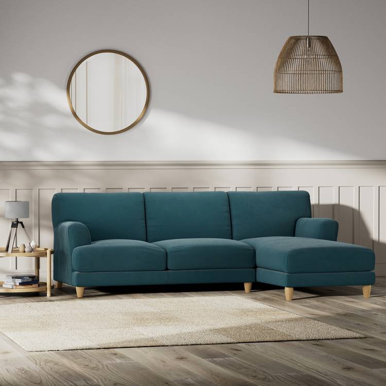 Habitat Askem Fabric Right Hand Corner Sofa - Teal - Ash Leg 0