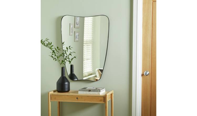 Habitat Black Curved Wall Mirror - 80x60cm