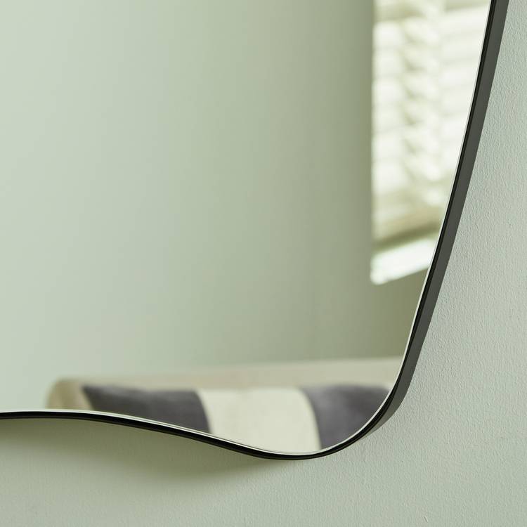 Habitat Black Curved Wall Mirror - 80x60cm 0