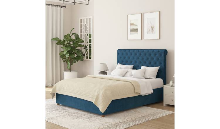 Aspire Taylor Kingsize Velvet End Lift Ottoman Bed - Navy