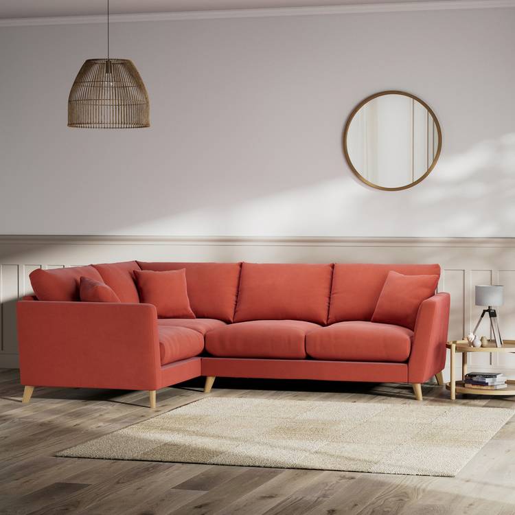 Habitat Lomond Left Hand Corner Sofa - Papaya - Ash Leg 0