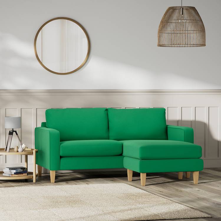 Habitat Flint Fabric Reversible Corner Sofa - Emerald Green 0