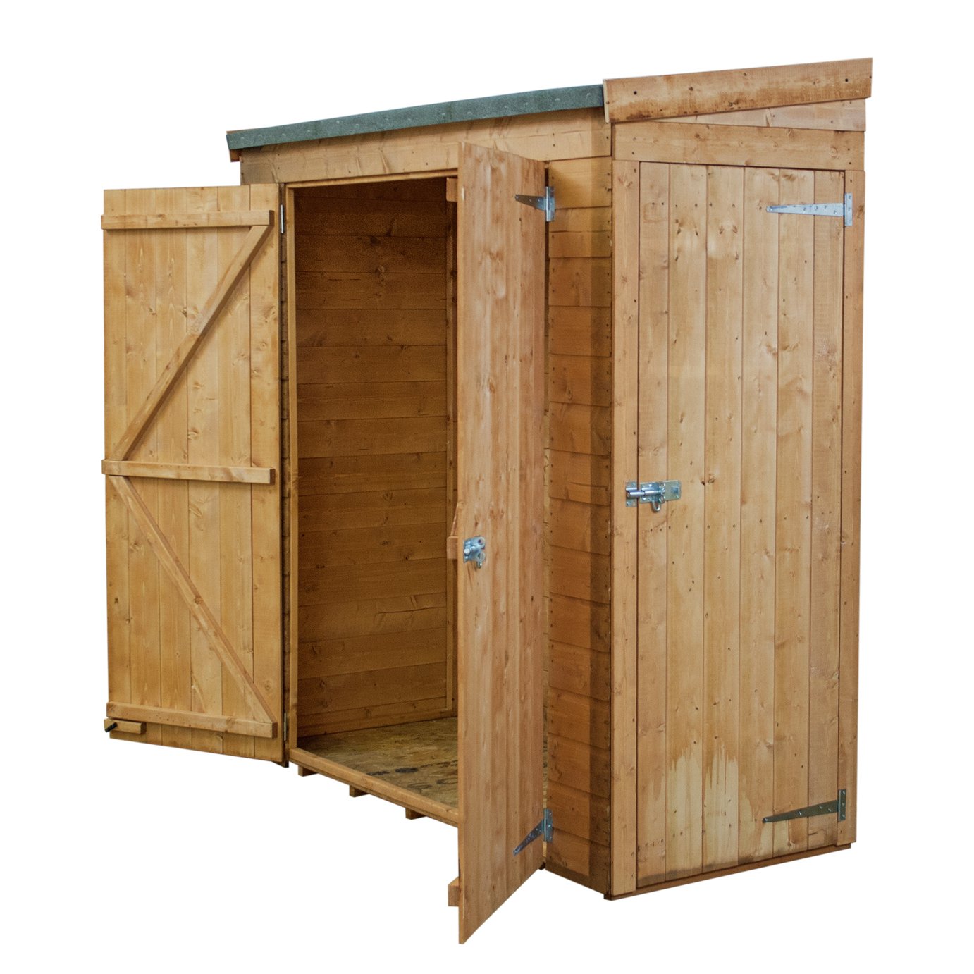 Mercia Wooden 6 x 2ft Shiplap Double Door and Side Door Shed