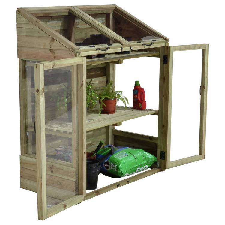 Forest Garden Mini Wooden Greenhouse - 4 x 2ft 0