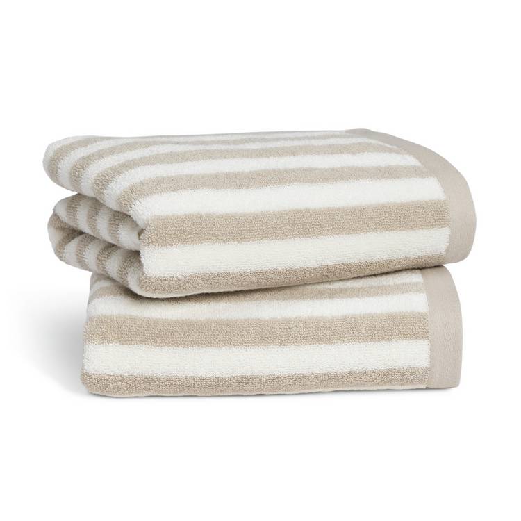 Habitat Neutral Stripe 2 Pack Hand Towel 0