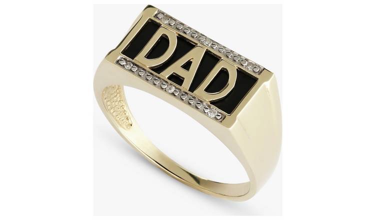 Revere 9ct Gold Plated Sterling Silver DAD Signet Ring - Q