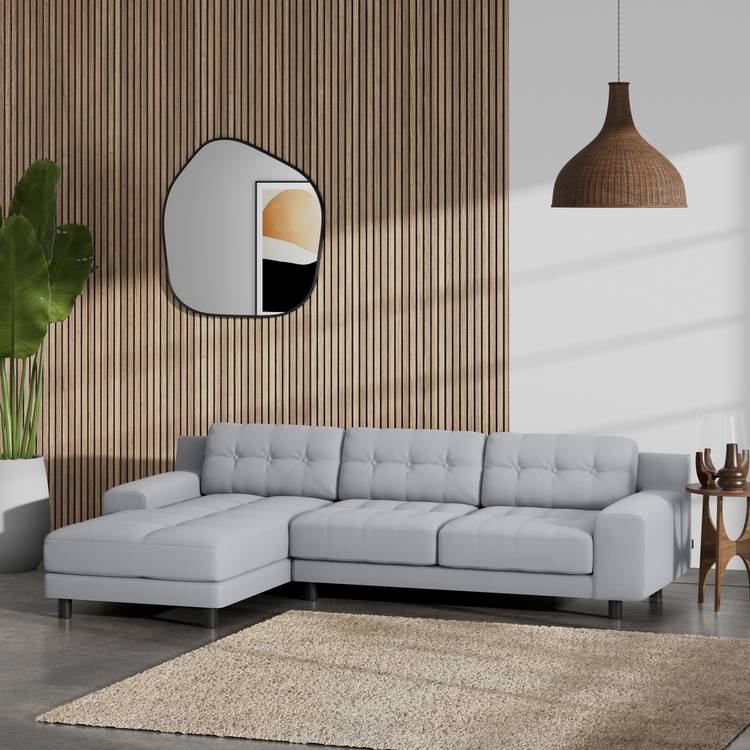 Habitat Hendricks Left Hand Corner Sofa - Grey - Black Leg 0