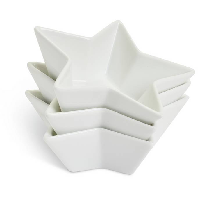 Habitat Star Porcelain 3 Piece Nibble Bowl - White 0