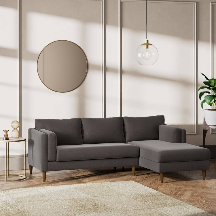 Habitat Newington Right Hand Corner Sofa - Grey - Dark Leg 0