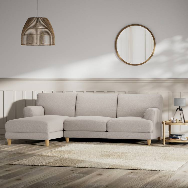 Habitat Askem Fabric Left Hand Corner Sofa - Stone - Ash Leg 0