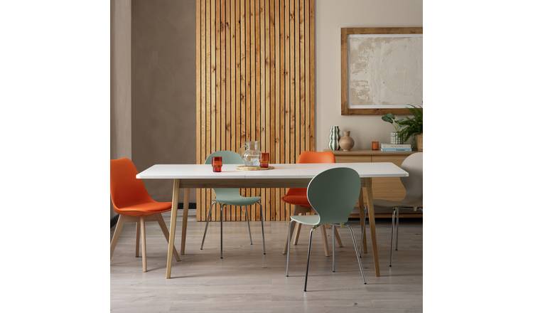 Habitat Sylas Extending 6-8 Seater Dining Table- White & Oak