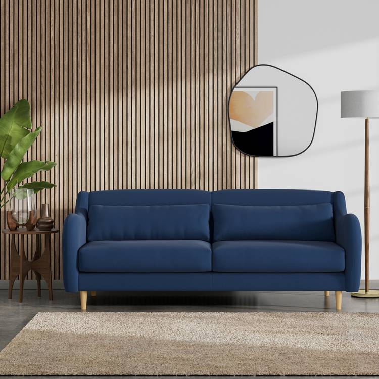 Habitat Turnmill Fabric 3 Seater Sofa - Navy - Ash Leg 0