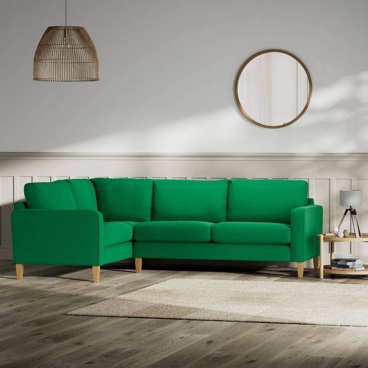 Habitat Flint Fabric Left Hand Corner Sofa - Emerald Green 0