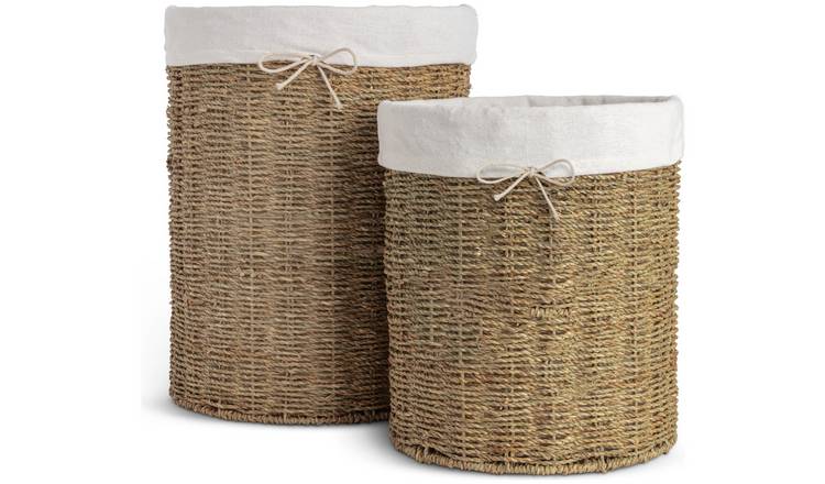 Buy Habitat Pack of 2 Seagrass Lined Storage Basket Natural Decorative storage boxes Habitat