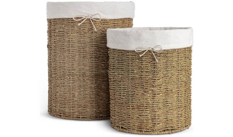 Habitat Pack of 2 Seagrass Lined Storage Basket - Natural