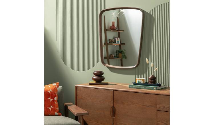 Habitat Solid Walnut Oval Wall Mirror - 72x59cm