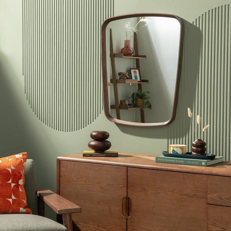 Habitat Solid Walnut Oval Wall Mirror - 72x59cm 0