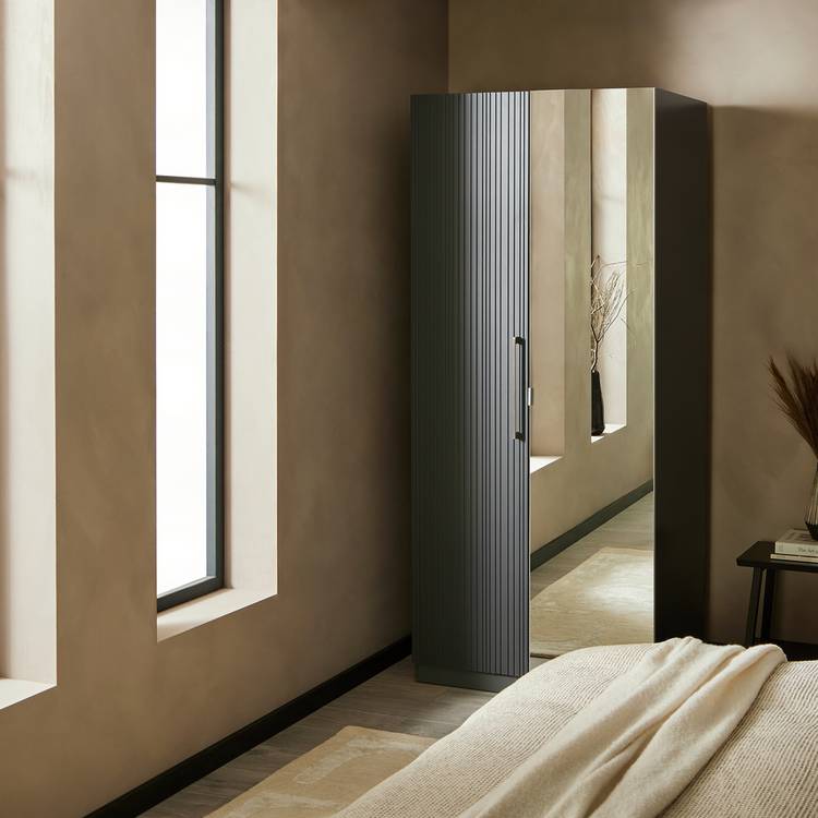 Habitat Hamburg Linear 2 Door Wardrobe - Dark Grey 0