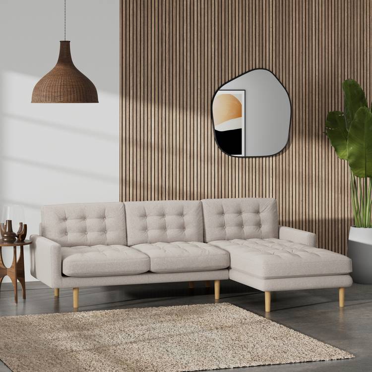 Habitat Fenner Right Hand Corner Sofa - Stone - Ash Leg 0