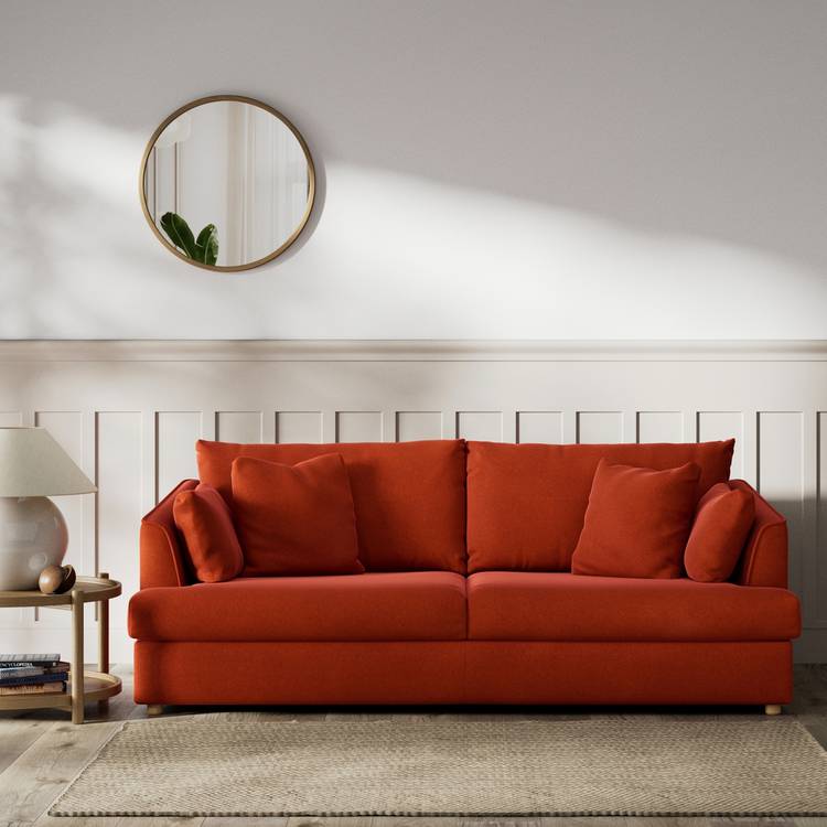 Habitat Holmfirth Velvet 3 Seater Sofa - Orange 0
