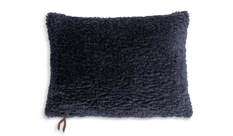 Buy Habitat Faux Shearling Plain Cushion Navy 55x40cm Cushions Argos