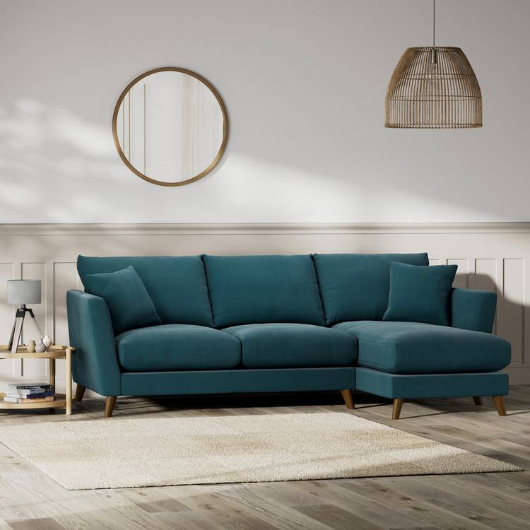 Habitat Lomond Right Hand Corner Sofa - Teal - Dark Leg 0