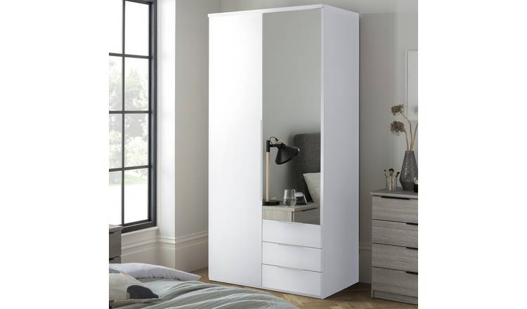 Argos Home Hallingford 2 Door 3 Drawer Wardrobe- White Gloss