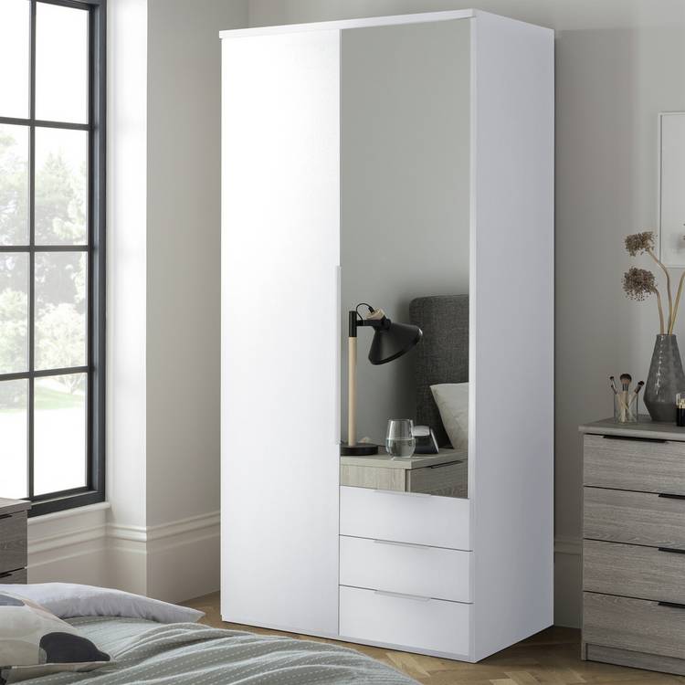 Argos Home Hallingford 2 Door 3 Drawer Wardrobe- White Gloss 0