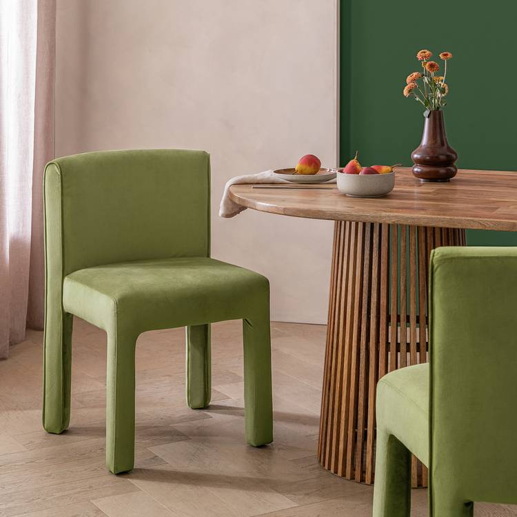 Habitat Bastian Velvet Dining Chair - Green 0