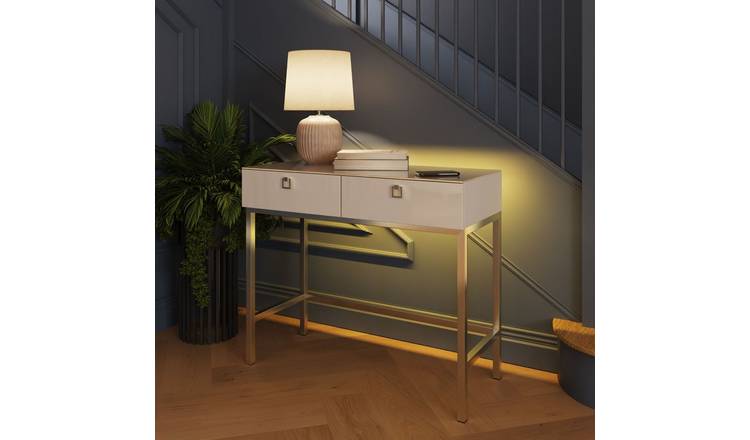 Frank Olsen Lyra 2 Drawer Console Table - Antique White 