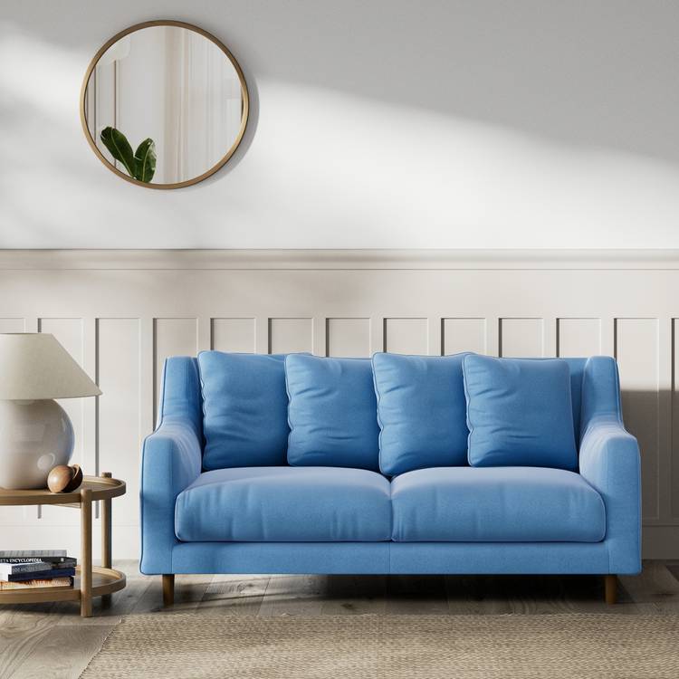 Habitat Swift Velvet 2 Seater Sofa - Sky Blue - Dark Leg 0