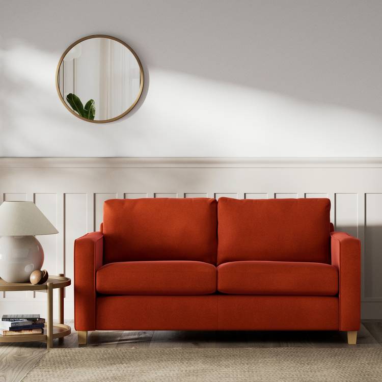 Habitat Flint Velvet 2 Seater Sofa Bed- Burnt Orange-Ash Leg 0