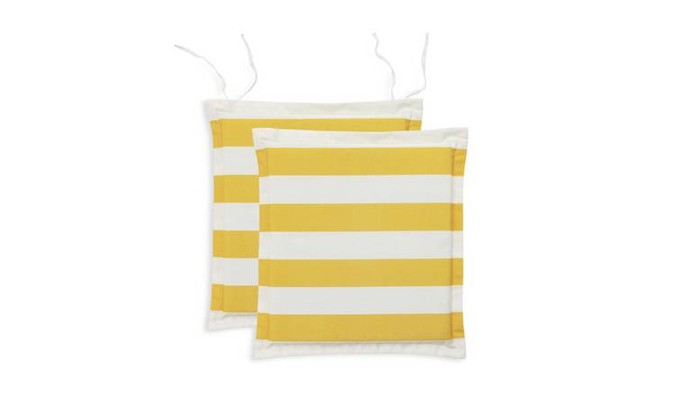 Habitat Pack of 2 Stripe Garden Chair Cushions - Yellow