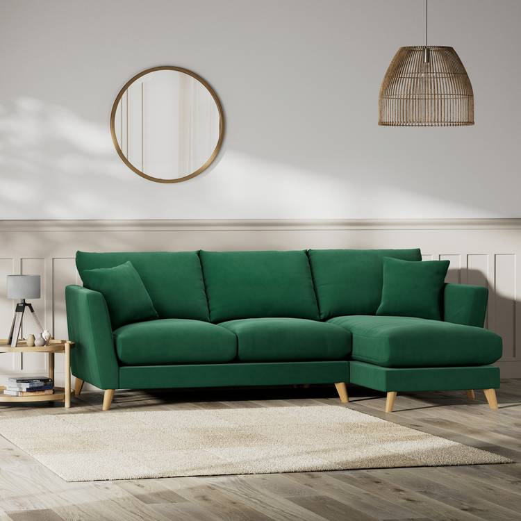 Habitat Lomond Right Hand Corner Sofa - Green - Ash Leg 0