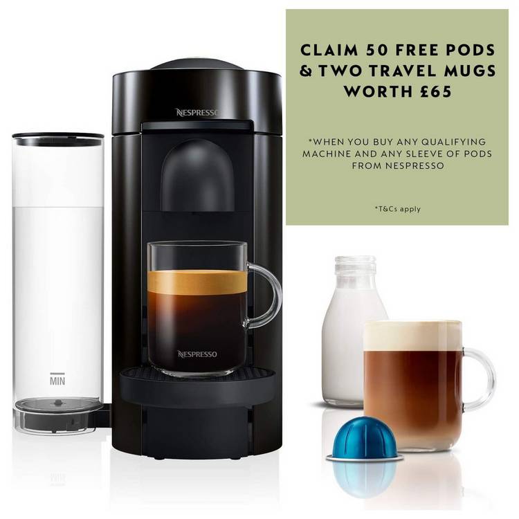 Nespresso Vertuo Plus by De'Longhi Pod Coffee Machine Black 0