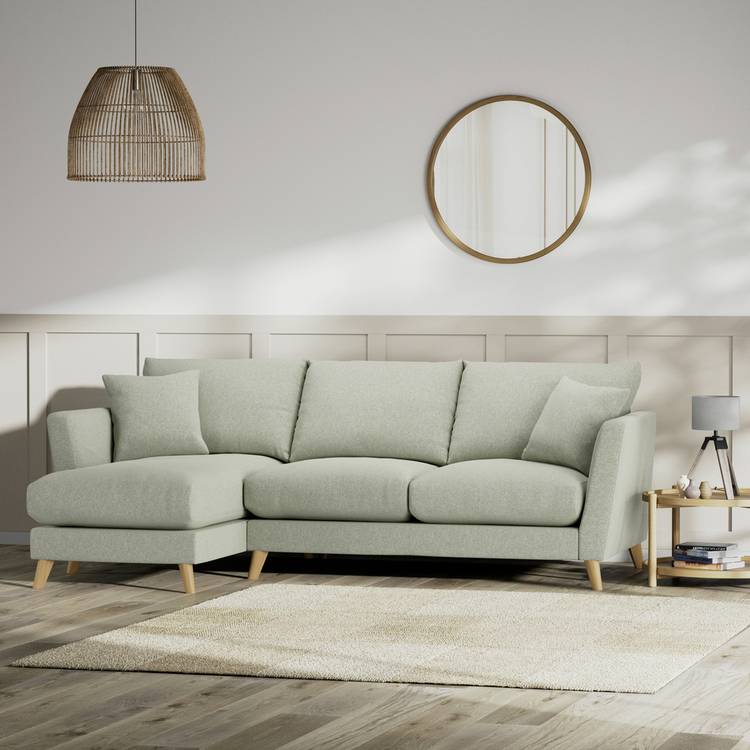 Habitat Lomond Left Hand Corner Sofa - Sage Green - Ash Leg 0