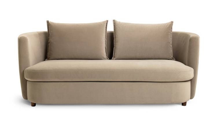 Habitat Virgil Velvet 3 Seater Sofa - Latte