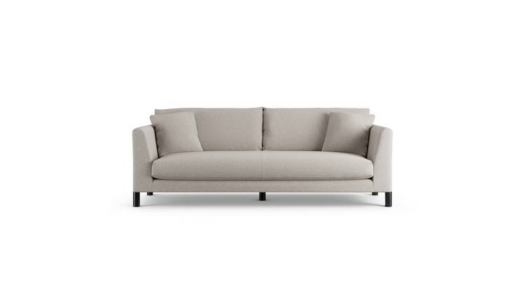 Habitat Aston Fabric 4 Seater Sofa - Stone - Black Leg