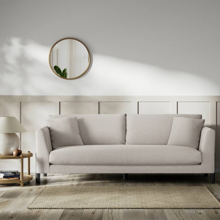Habitat Aston Fabric 4 Seater Sofa - Stone - Black Leg 0