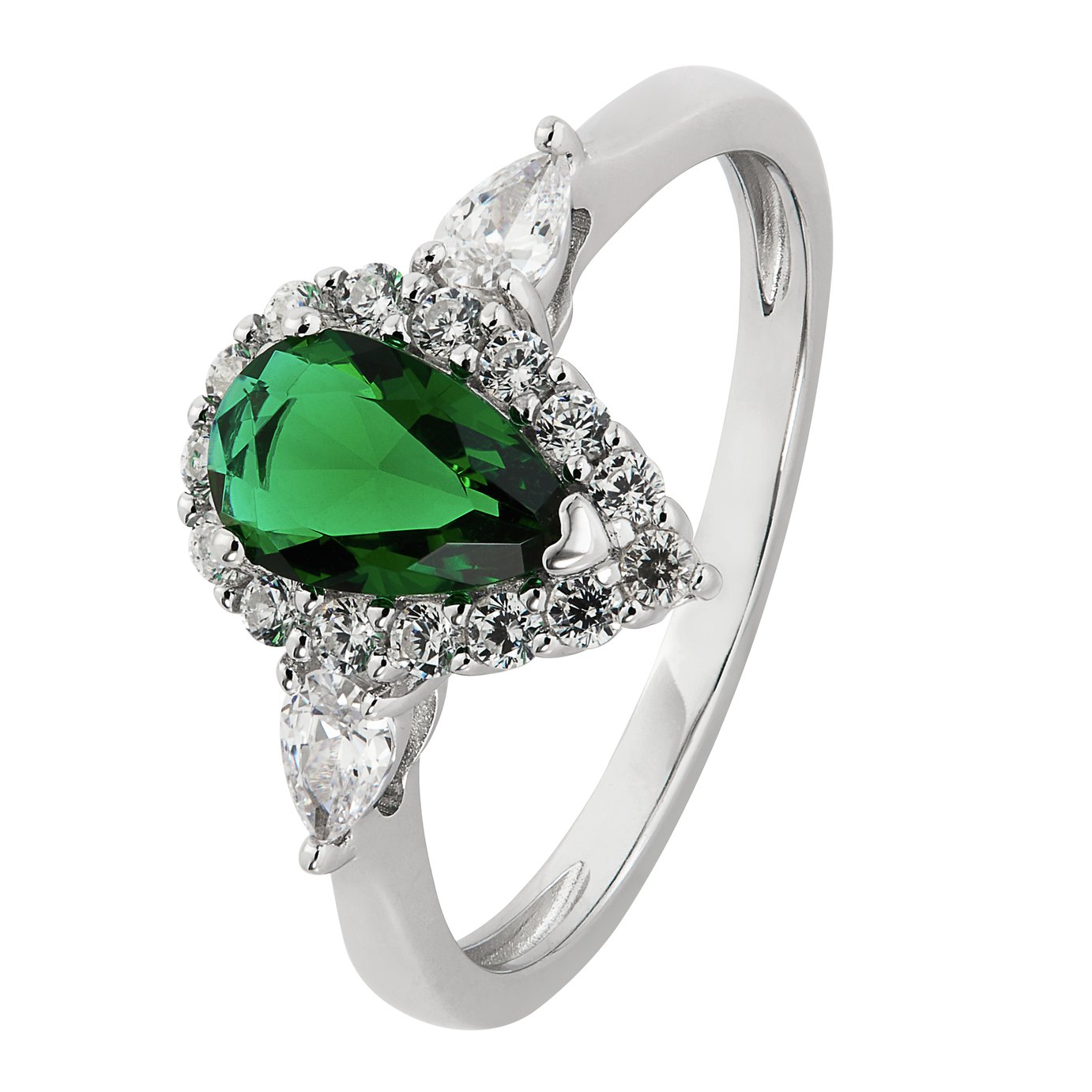 Revere Silver Emerald Colour and Clear Set Pear Ring Review