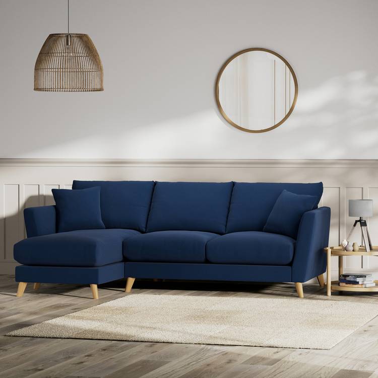 Habitat Lomond Left Hand Corner Sofa - Navy - Ash Leg 0