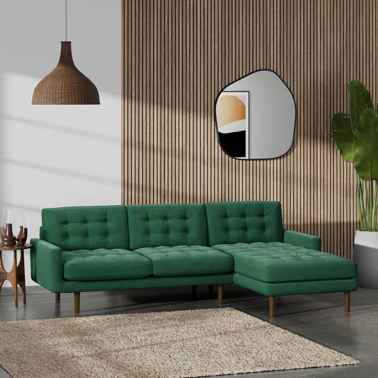Habitat Fenner Right Hand Corner Sofa - Green - Dark Leg 0