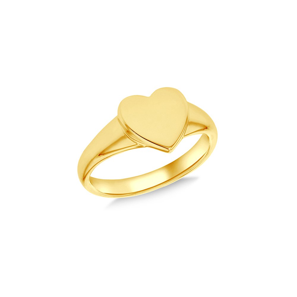 Revere 9ct Gold Plated Personalised Heart Signet Ring - N