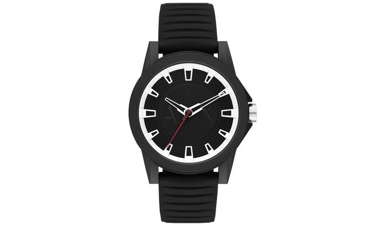 Buy Armani Exchange Analogue Display Black Silicone Strap Watch Men s watches Argos